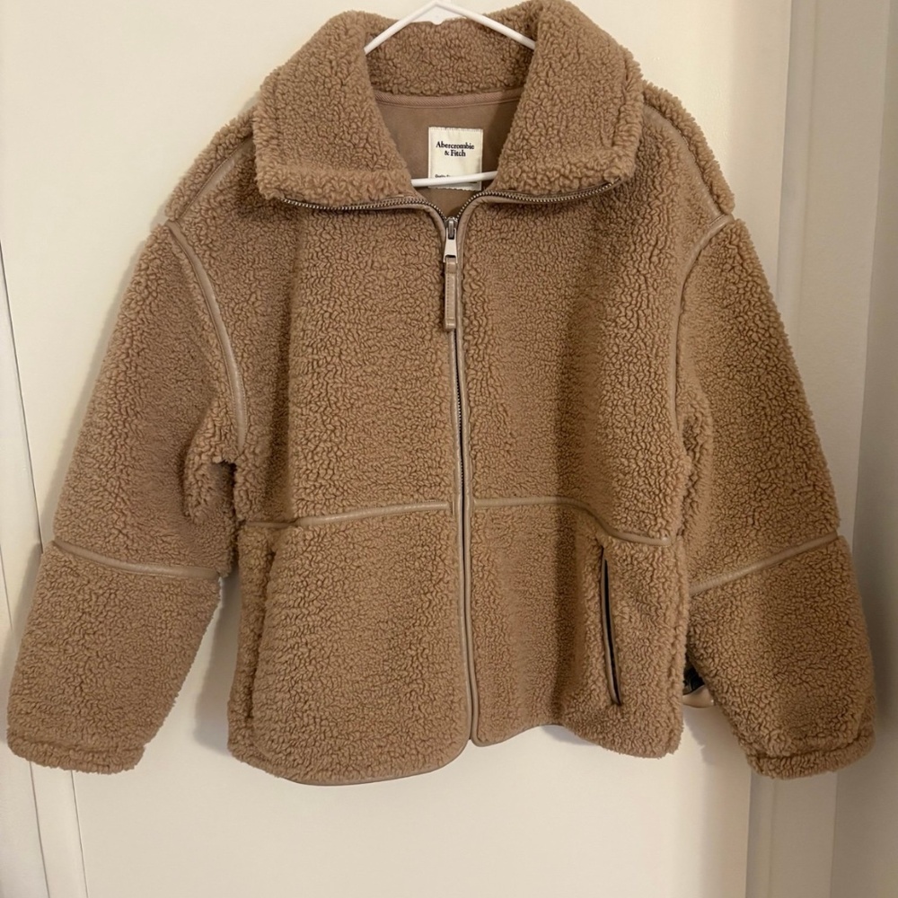 Abercrombie & Fitch Camel Teddy Sherpa Zip Jacket